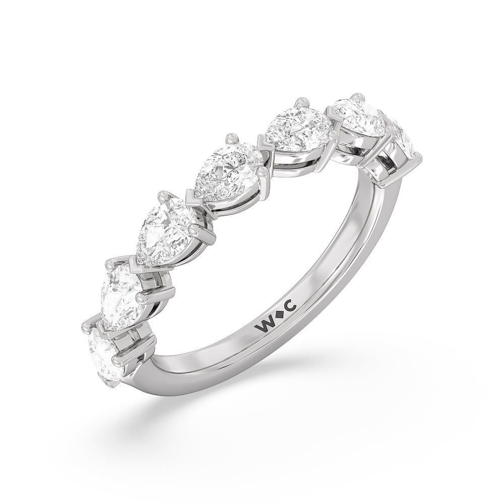 Trailing Pear Diamond Anniversary Ring with Platinum / Natural / 1 1/2 Cut Diamond in 14KT Platinum / Natural / 1 1/2 view 5
