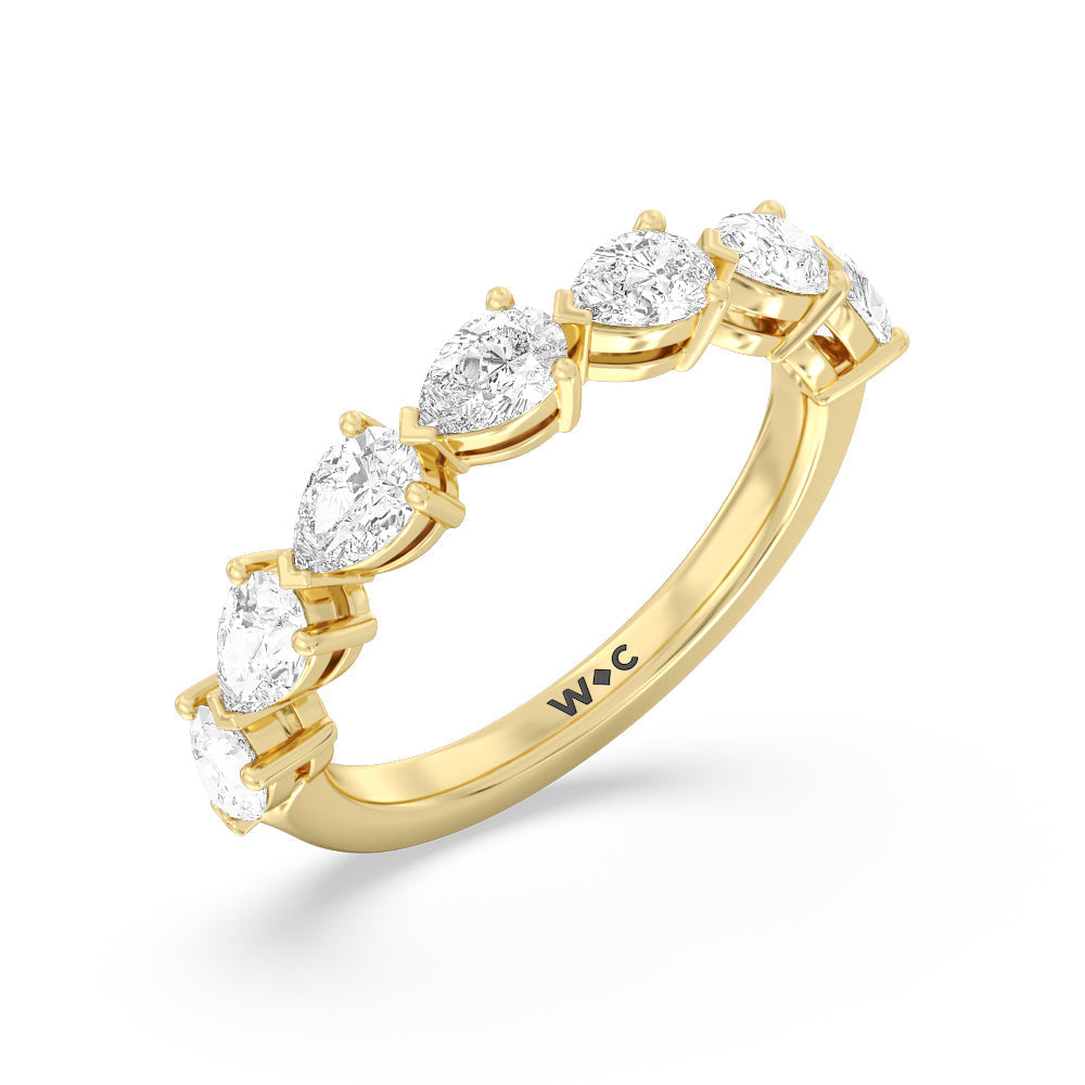 Trailing Pear Diamond Anniversary Ring with 18KT Yellow Gold / Natural / 1 1/2 Cut Diamond in 14KT Yellow Gold / Natural / 1 1/2 view 5
