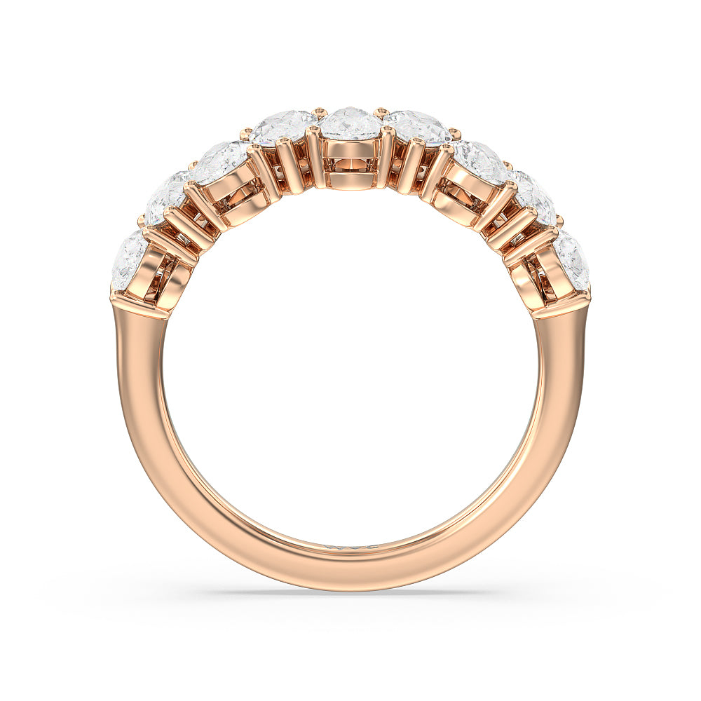North-South Pear Diamond Anniversary Ring with 18KT Rose Gold / Natural / 2 Cut Diamond in 14KT Rose Gold / Natural / 2 view 4
