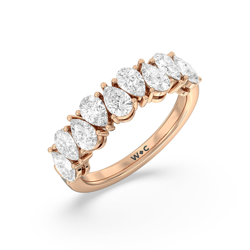 North-South Pear Diamond Anniversary Ring with 18KT Rose Gold / Natural / 2 Cut Diamond in 14KT Rose Gold / Natural / 2 view 5
