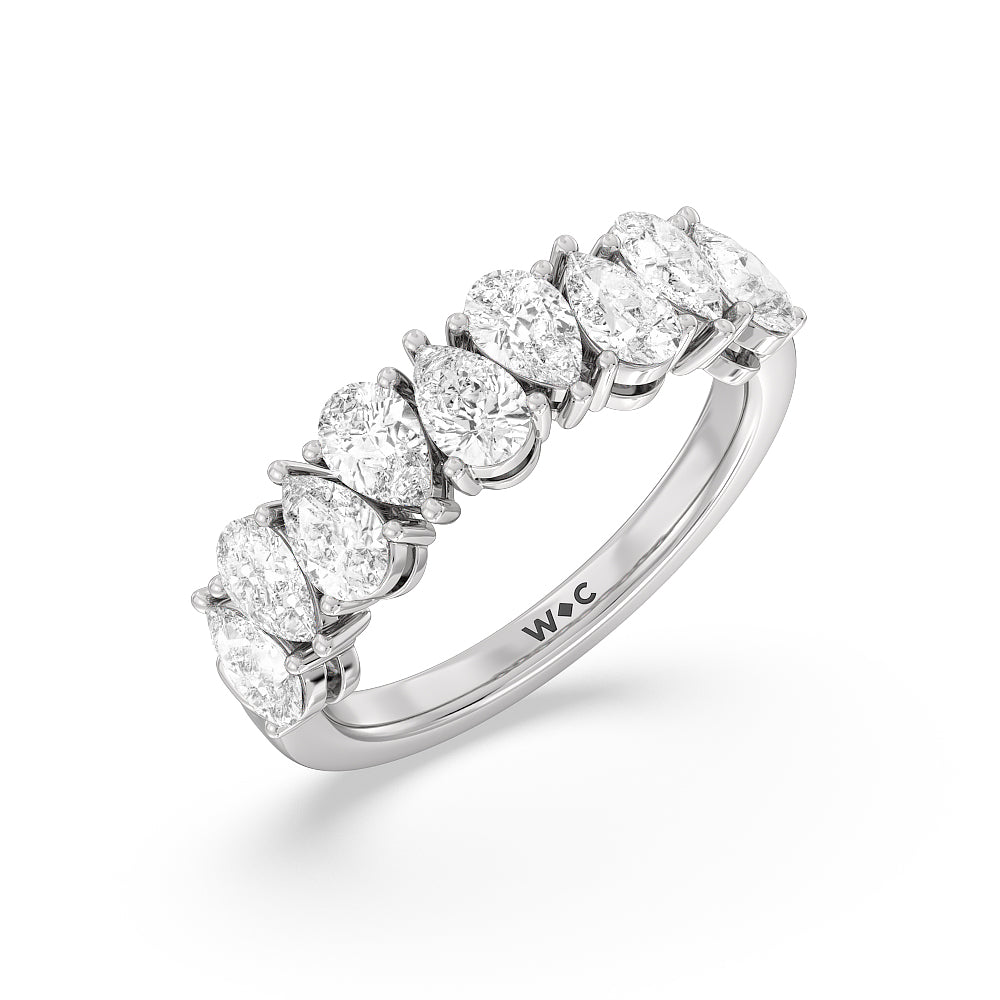 North-South Pear Diamond Anniversary Ring with Platinum / Natural / 2 Cut Diamond in 14KT Platinum / Natural / 2 view 5
