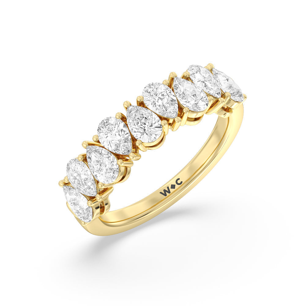 North-South Pear Diamond Anniversary Ring with 18KT Yellow Gold / Natural / 2 Cut Diamond in 14KT Yellow Gold / Natural / 2 view 5
