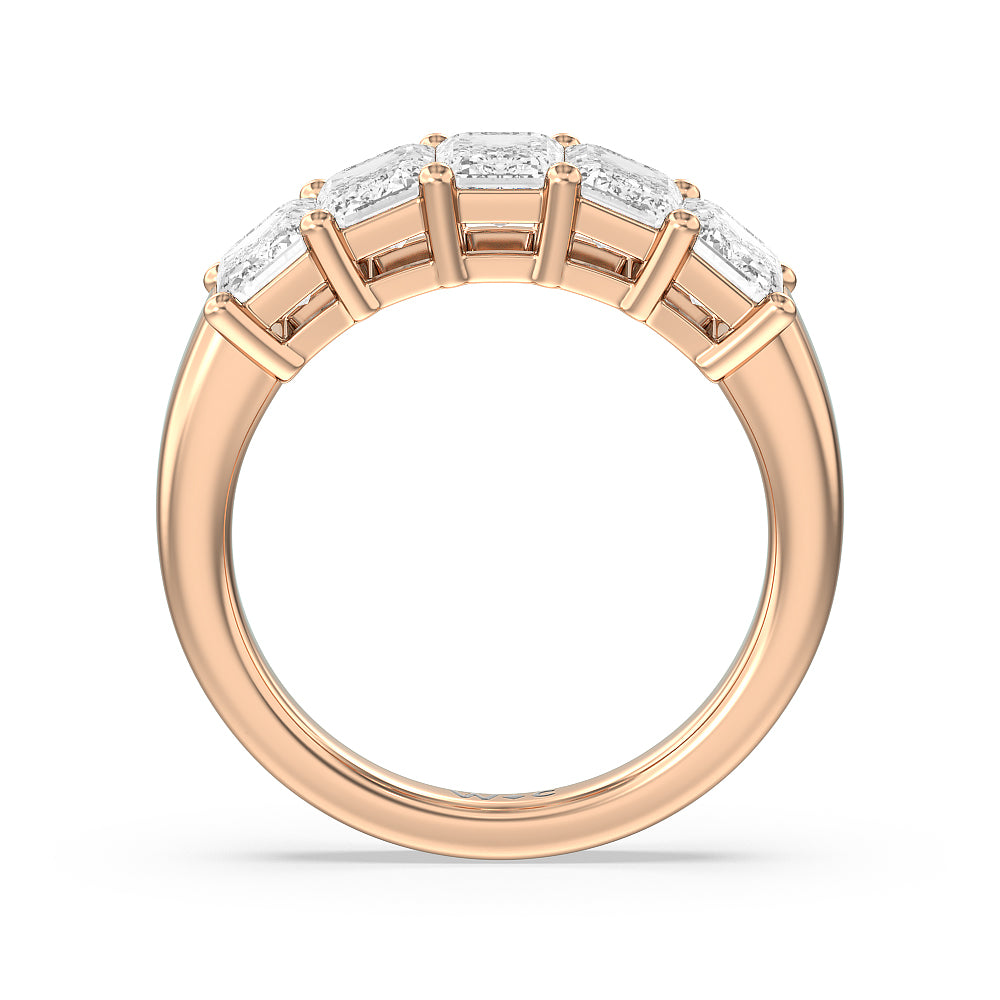Five Stone Emerald Cut Diamond Ring (E+ VS+) with 14KT Rose Gold / Lab / 3 Cut Diamond in 14KT Rose Gold / Lab / 3 view 3
