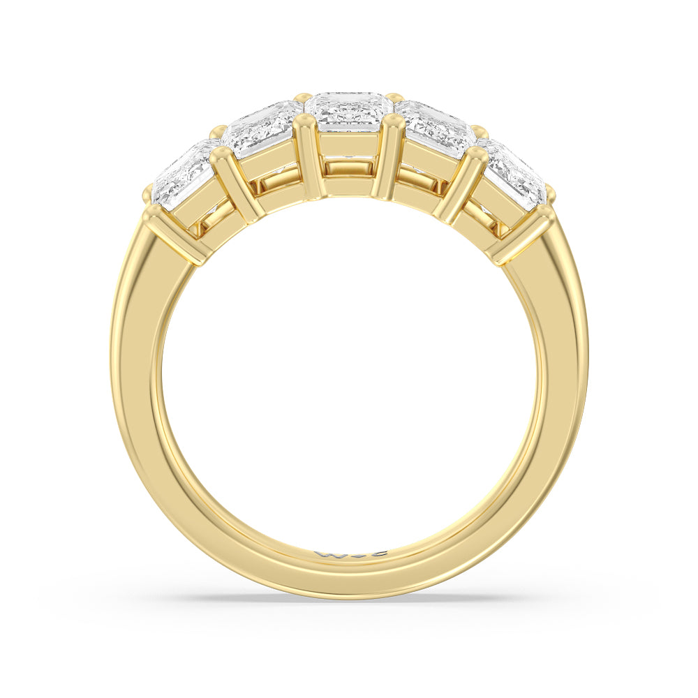 Five Stone Emerald Cut Diamond Ring (F/G SI+) with 18KT Yellow Gold / Natural / 3 Cut Diamond in 14KT Yellow Gold / Natural / 3 view 5
