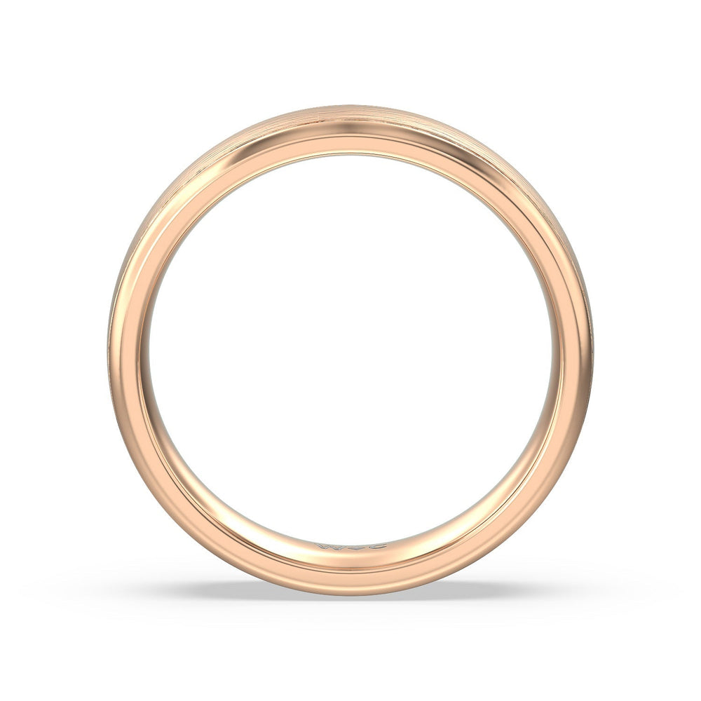 Men's Grooved Satin Finish Band with 18KT Rose Gold / 6 Cut Diamond in 14KT Rose Gold / 6 view 4
