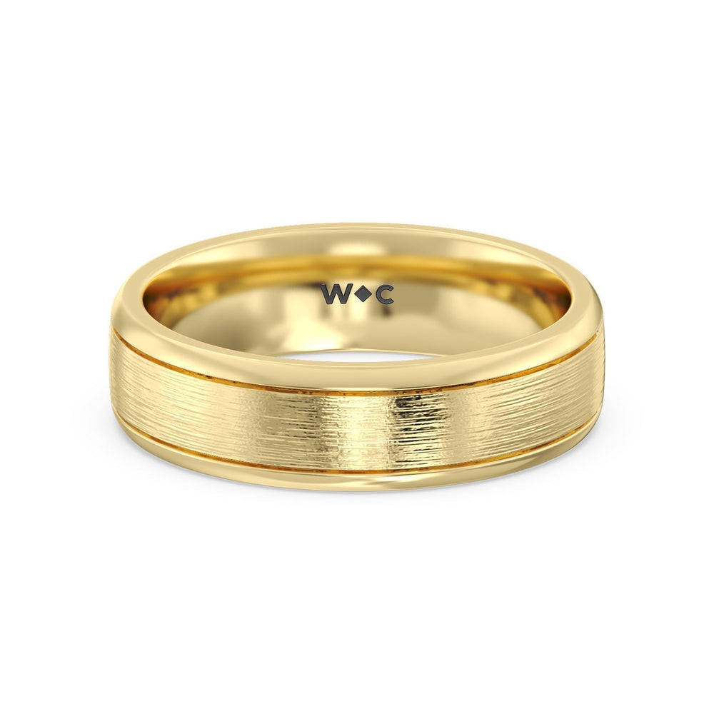Men's Grooved Satin Finish Band Size 10.75 with 14KT Yellow Gold / 6 Cut Diamond in 14KT Yellow Gold / 6 view 1
