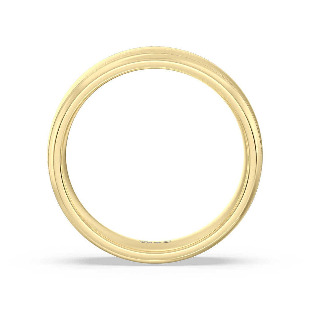 Men's Grooved Satin Finish Band Size 10.75 with 14KT Yellow Gold / 6 Cut Diamond in 14KT Yellow Gold / 6 view 3
