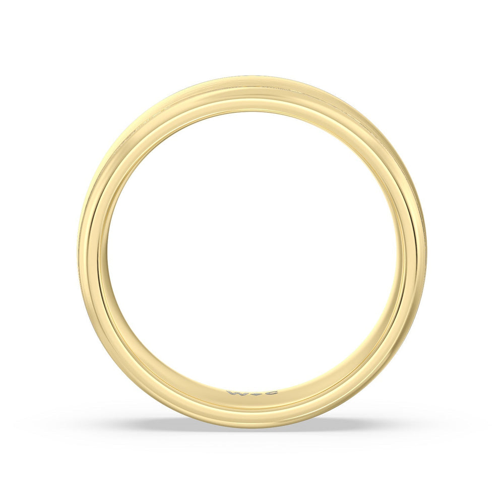 Men's Grooved Satin Finish Band with 18KT Yellow Gold / 6 Cut Diamond in 14KT Yellow Gold / 6 view 4
