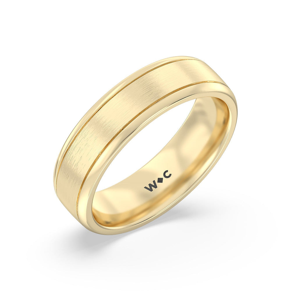 Men's Grooved Satin Finish Band Size 10.75 with 14KT Yellow Gold / 6 Cut Diamond in 14KT Yellow Gold / 6 view 2
