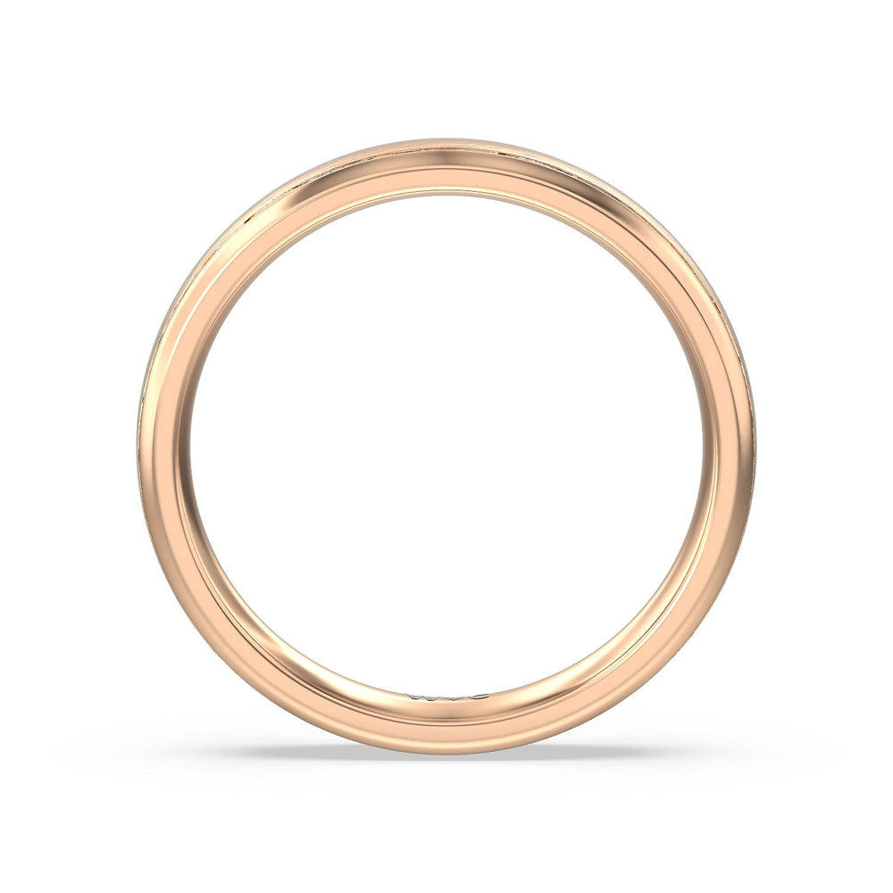 Men's Grooved Satin Finish Band with 18KT Rose Gold / 4 Cut Diamond in 14KT Rose Gold / 4 view 4
