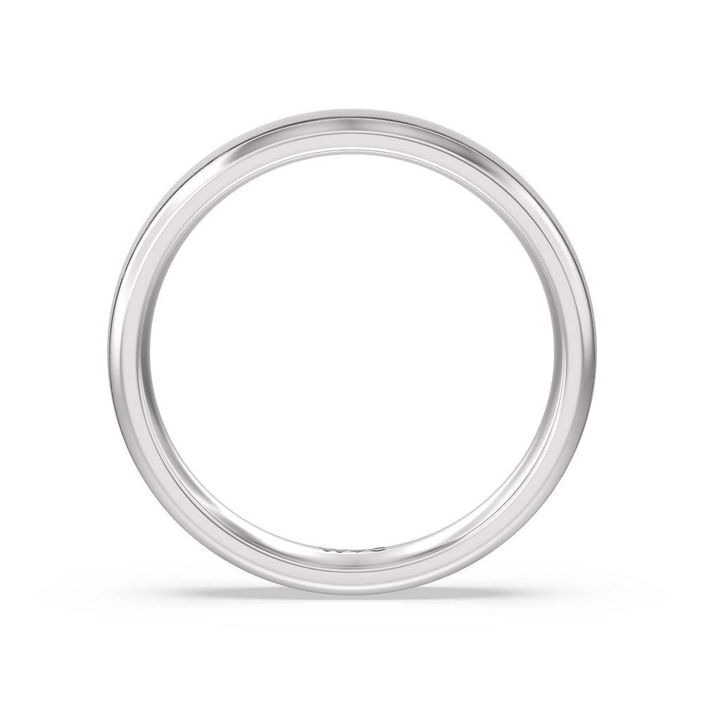 Men's Grooved Satin Finish Band with 18KT White Gold / 4 Cut Diamond in 14KT White Gold / 4 view 4
