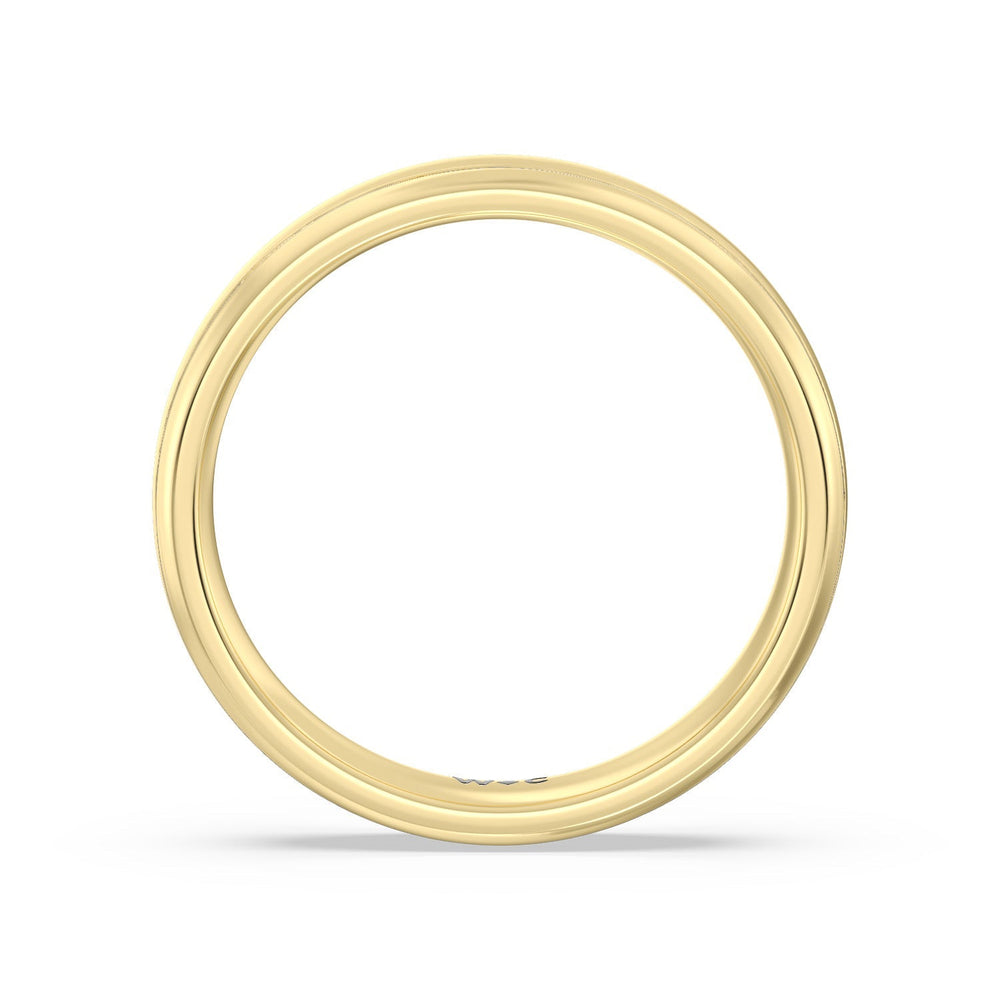 Men's Grooved Satin Finish Band with 18KT Yellow Gold / 4 Cut Diamond in 14KT Yellow Gold / 4 view 4
