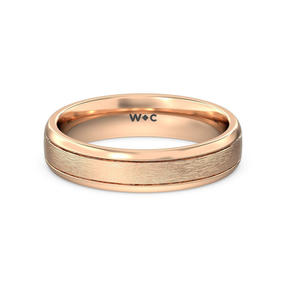 Men's Grooved Satin Finish Band Size 10.75 with 18KT Rose Gold / 5 Cut Diamond in 14KT Rose Gold / 5 view 1
