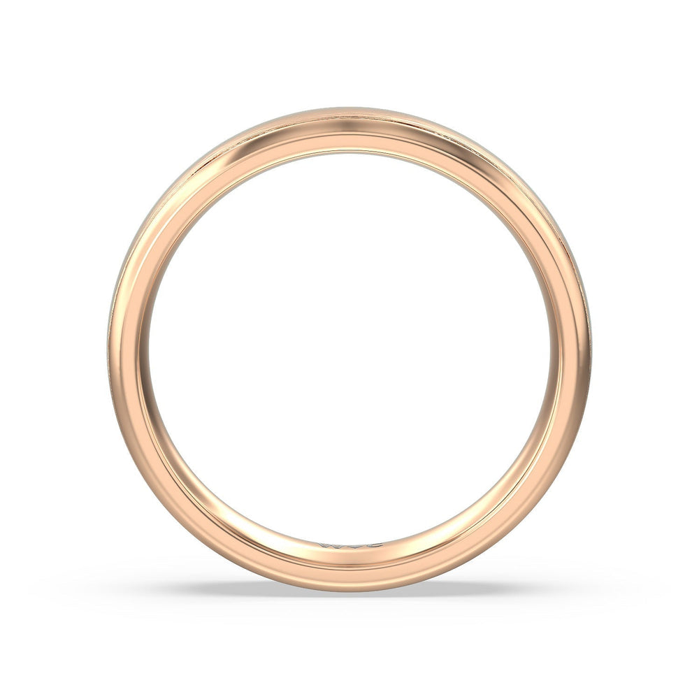 Men's Grooved Satin Finish Band Size 10.75 with 18KT Rose Gold / 5 Cut Diamond in 14KT Rose Gold / 5 view 3
