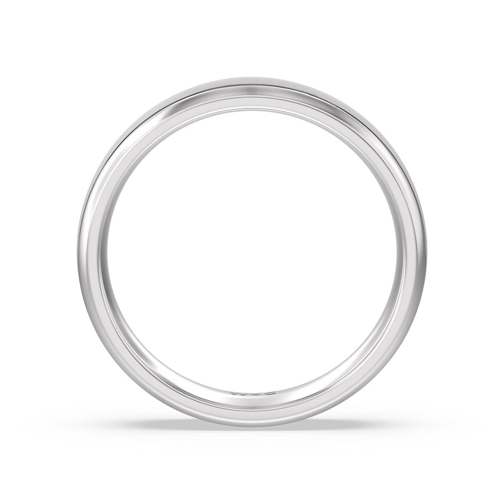 Men's Grooved Satin Finish Band with 18KT White Gold / 5 Cut Diamond in 14KT White Gold / 5 view 4
