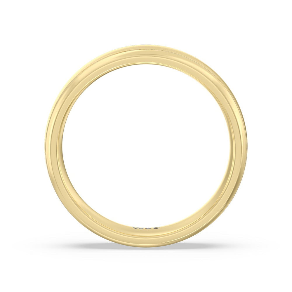 Men's Grooved Satin Finish Band with 18KT Yellow Gold / 5 Cut Diamond in 14KT Yellow Gold / 5 view 4
