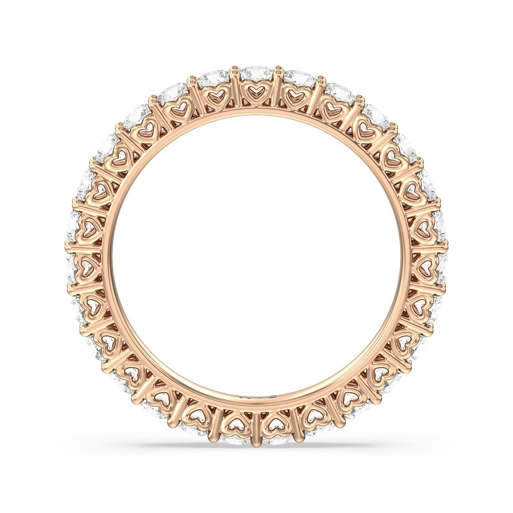 Heart Set Round Diamond Eternity Ring with 18KT Rose Gold / Natural / 1 1/2 Cut Diamond in 14KT Rose Gold / Natural / 1 1/2 view 2
