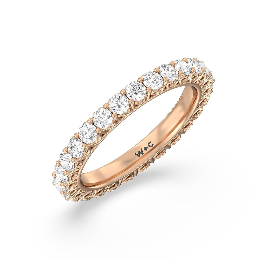 Heart Set Round Diamond Eternity Ring with 18KT Rose Gold / Natural / 1 1/2 Cut Diamond in 14KT Rose Gold / Natural / 1 1/2 view 3
