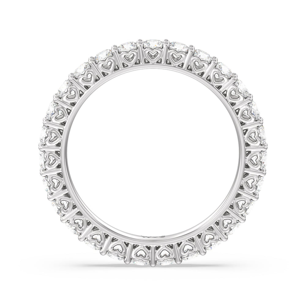 Heart Set Round Diamond Eternity Ring with Platinum / Natural / 1 1/2 Cut Diamond in 14KT Platinum / Natural / 1 1/2 view 2
