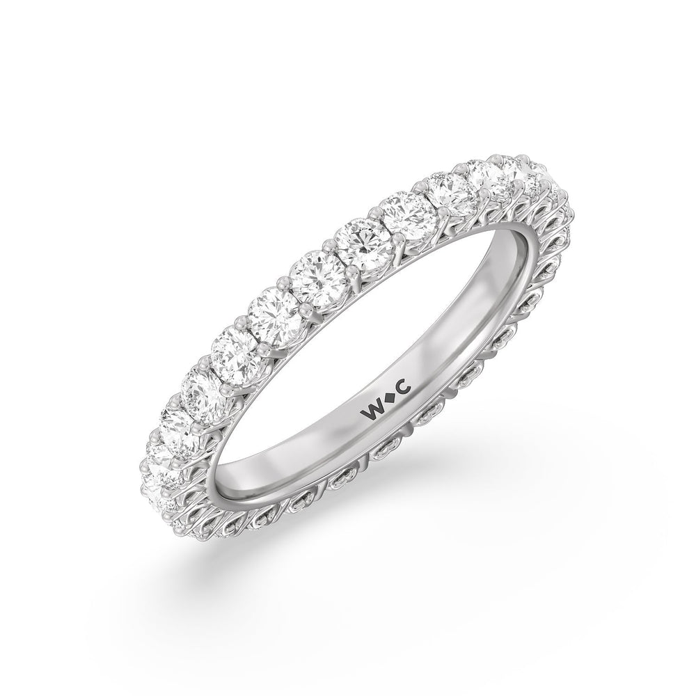 Heart Set Round Diamond Eternity Ring with Platinum / Natural / 1 1/2 Cut Diamond in 14KT Platinum / Natural / 1 1/2 view 3
