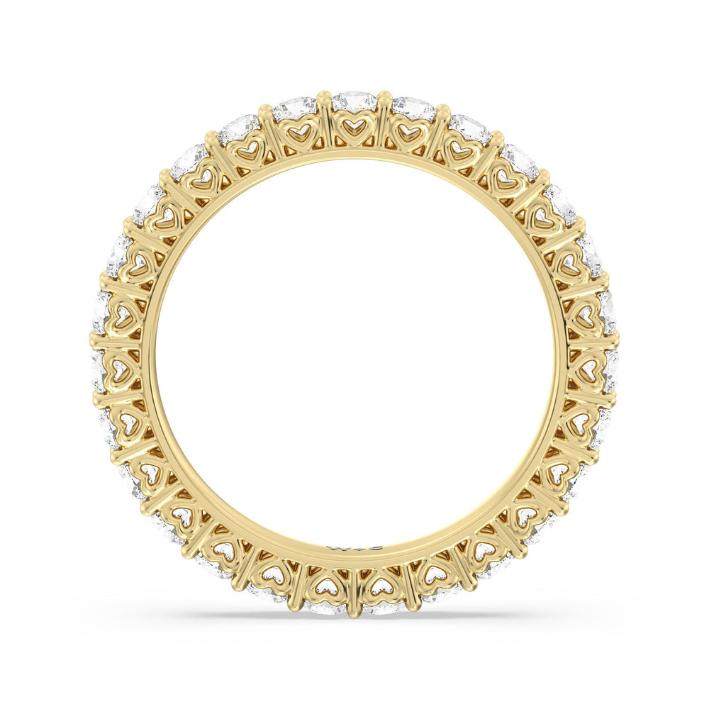 Heart Set Round Diamond Eternity Ring with 18KT Yellow Gold / Natural / 1 1/2 Cut Diamond in 14KT Yellow Gold / Natural / 1 1/2 view 2
