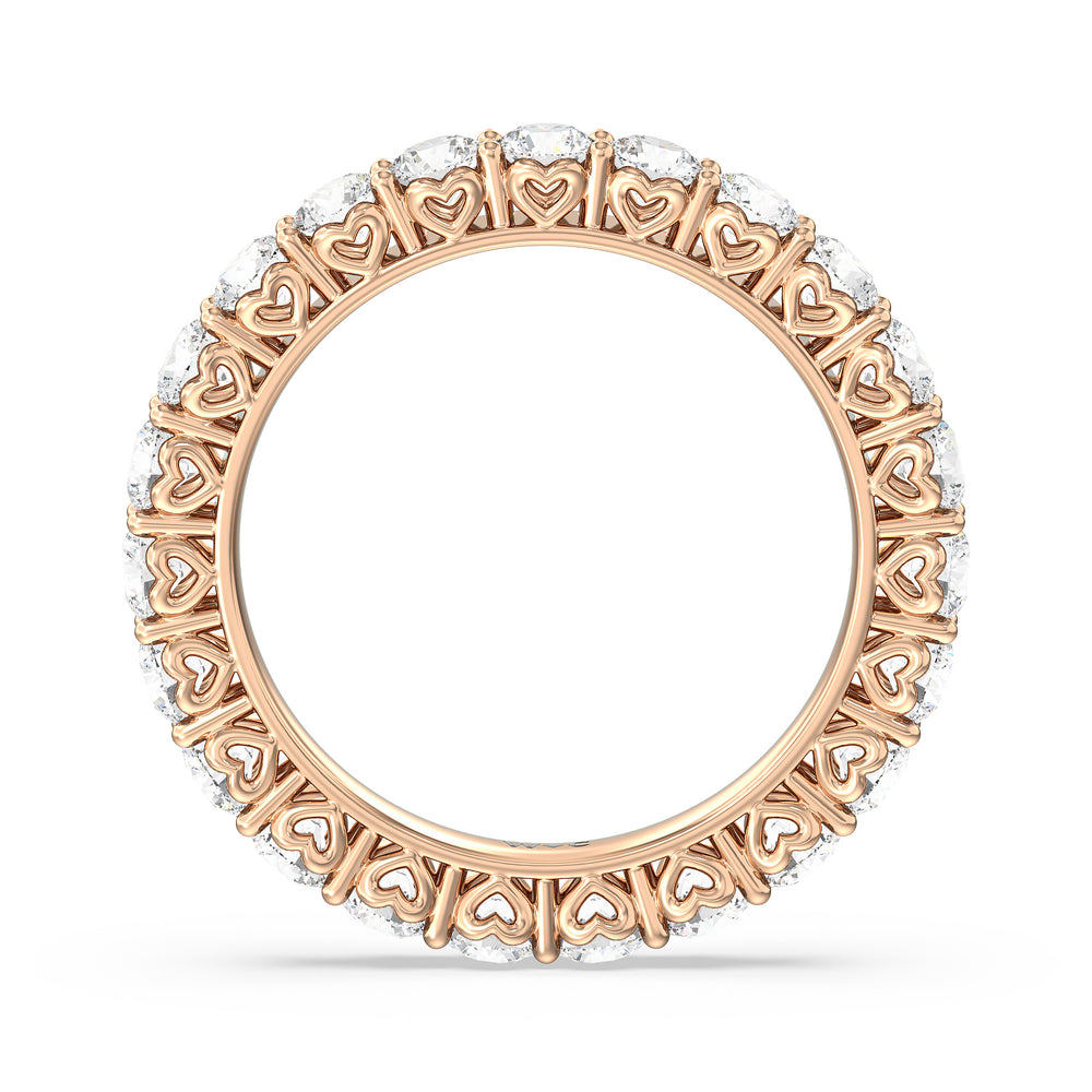 Heart Set Round Diamond Eternity Ring with 18KT Rose Gold / Natural / 2 1/2 Cut Diamond in 14KT Rose Gold / Natural / 2 1/2 view 2

