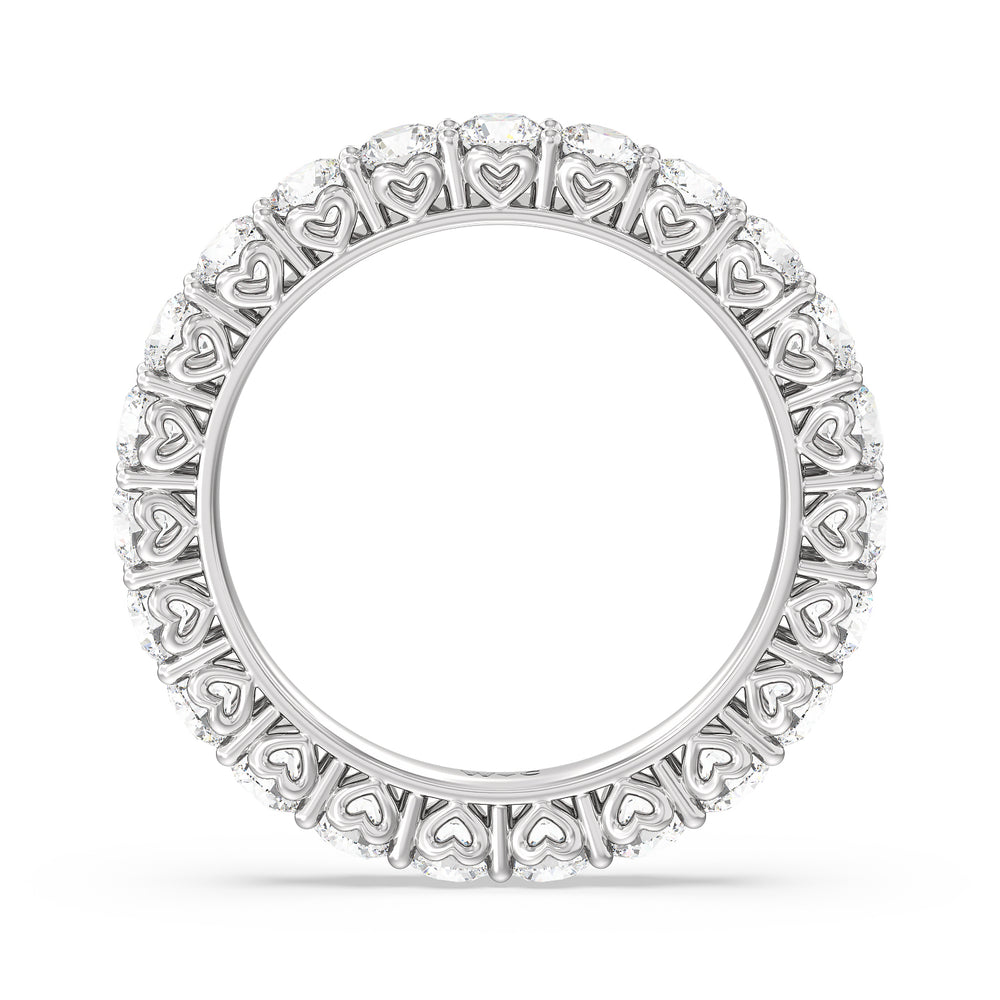 Heart Set Round Diamond Eternity Ring with Platinum / Natural / 2 1/2 Cut Diamond in 14KT Platinum / Natural / 2 1/2 view 2
