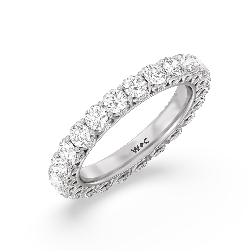 Heart Set Round Diamond Eternity Ring with Platinum / Natural / 2 1/2 Cut Diamond in 14KT Platinum / Natural / 2 1/2 view 3
