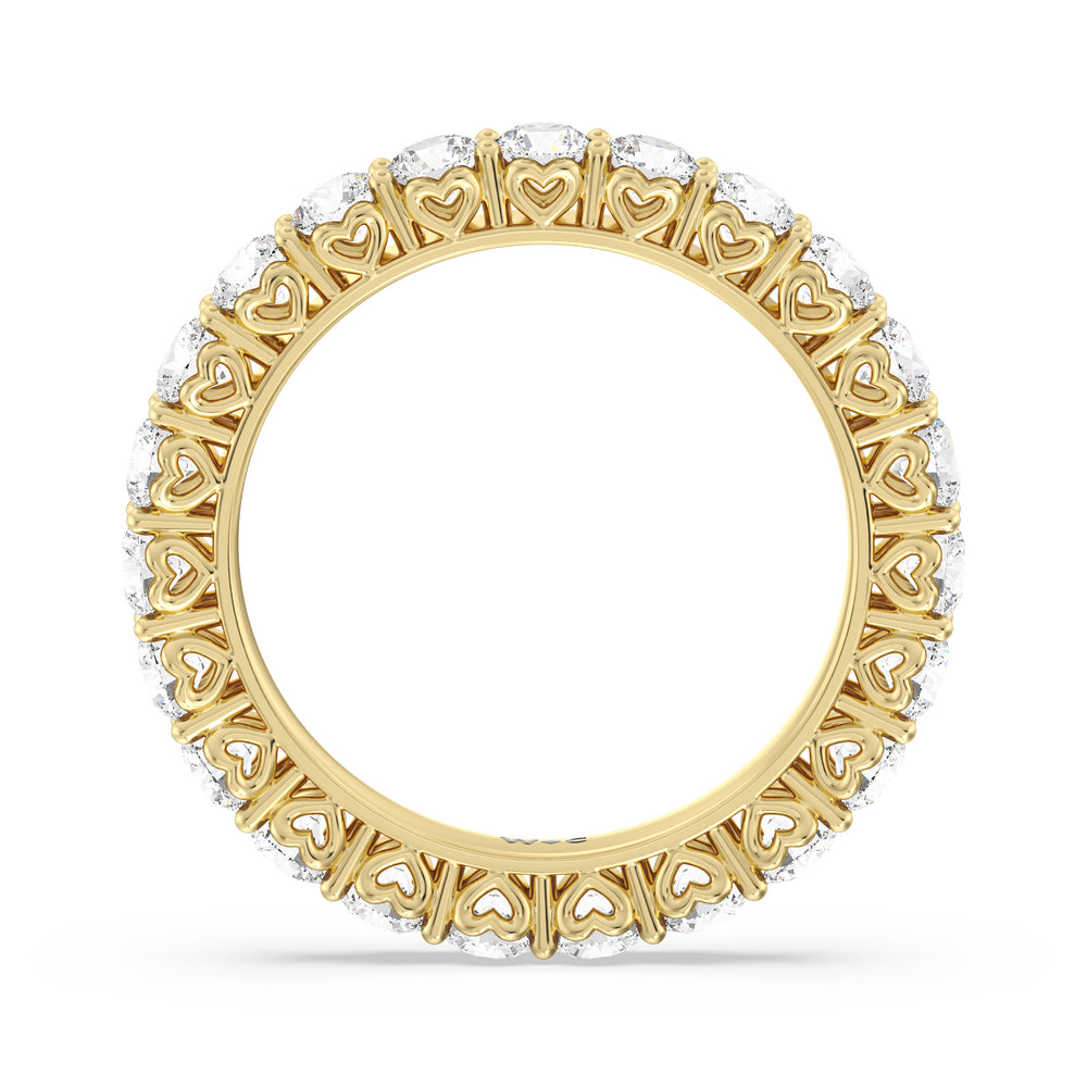Heart Set Round Diamond Eternity Ring with 18KT Yellow Gold / Natural / 2 1/2 Cut Diamond in 14KT Yellow Gold / Natural / 2 1/2 view 2
