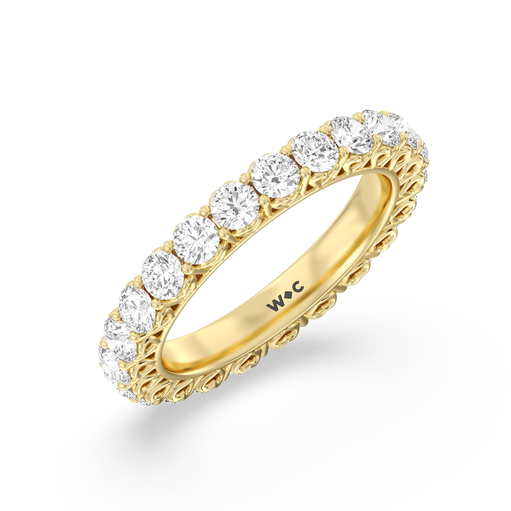 Heart Set Round Diamond Eternity Ring with 18KT Yellow Gold / Natural / 2 1/2 Cut Diamond in 14KT Yellow Gold / Natural / 2 1/2 view 3
