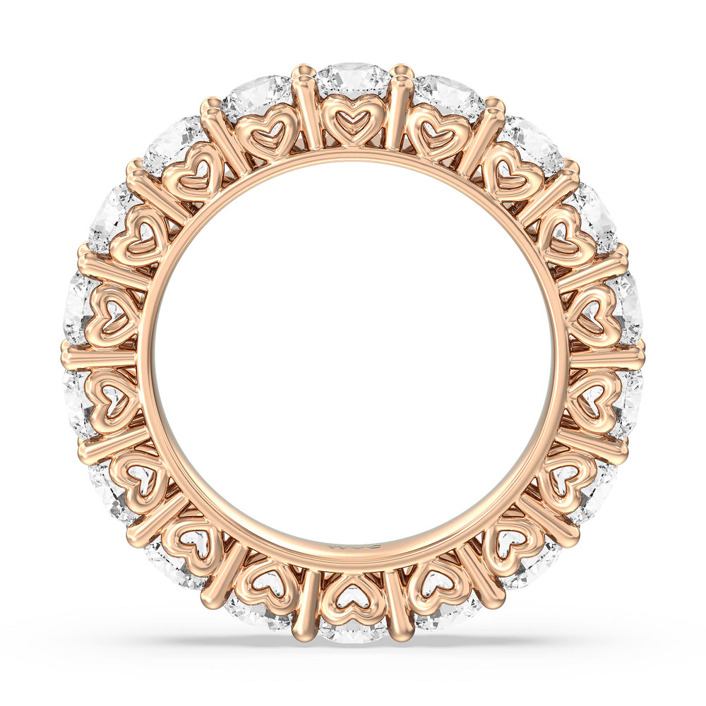 Heart Set Round Diamond Eternity Ring with 18KT Rose Gold / Natural / 4 5/8 Cut Diamond in 14KT Rose Gold / Natural / 4 5/8 view 2
