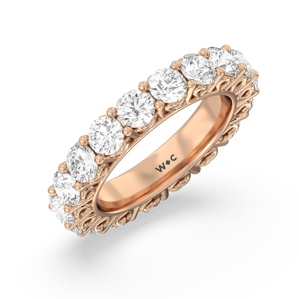 Heart Set Round Diamond Eternity Ring with 18KT Rose Gold / Natural / 4 5/8 Cut Diamond in 14KT Rose Gold / Natural / 4 5/8 view 3
