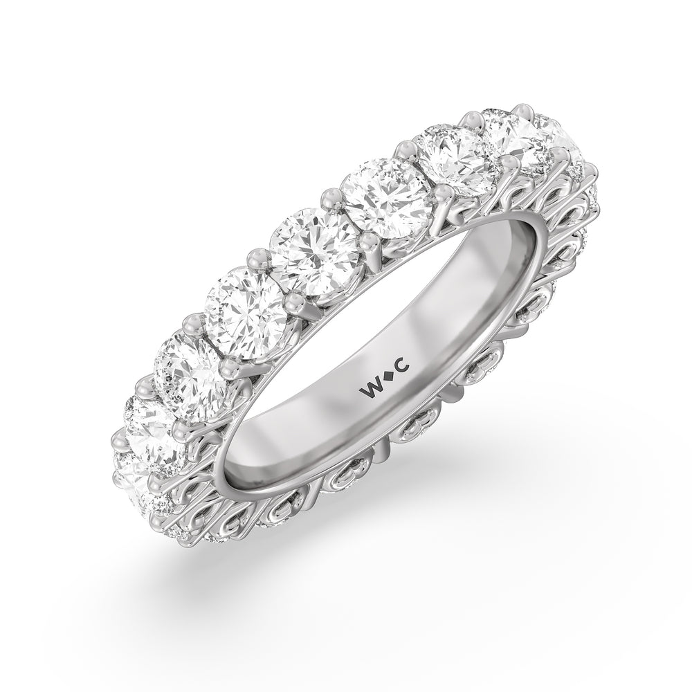 Heart Set Round Diamond Eternity Ring with Platinum / Natural / 4 5/8 Cut Diamond in 14KT Platinum / Natural / 4 5/8 view 3
