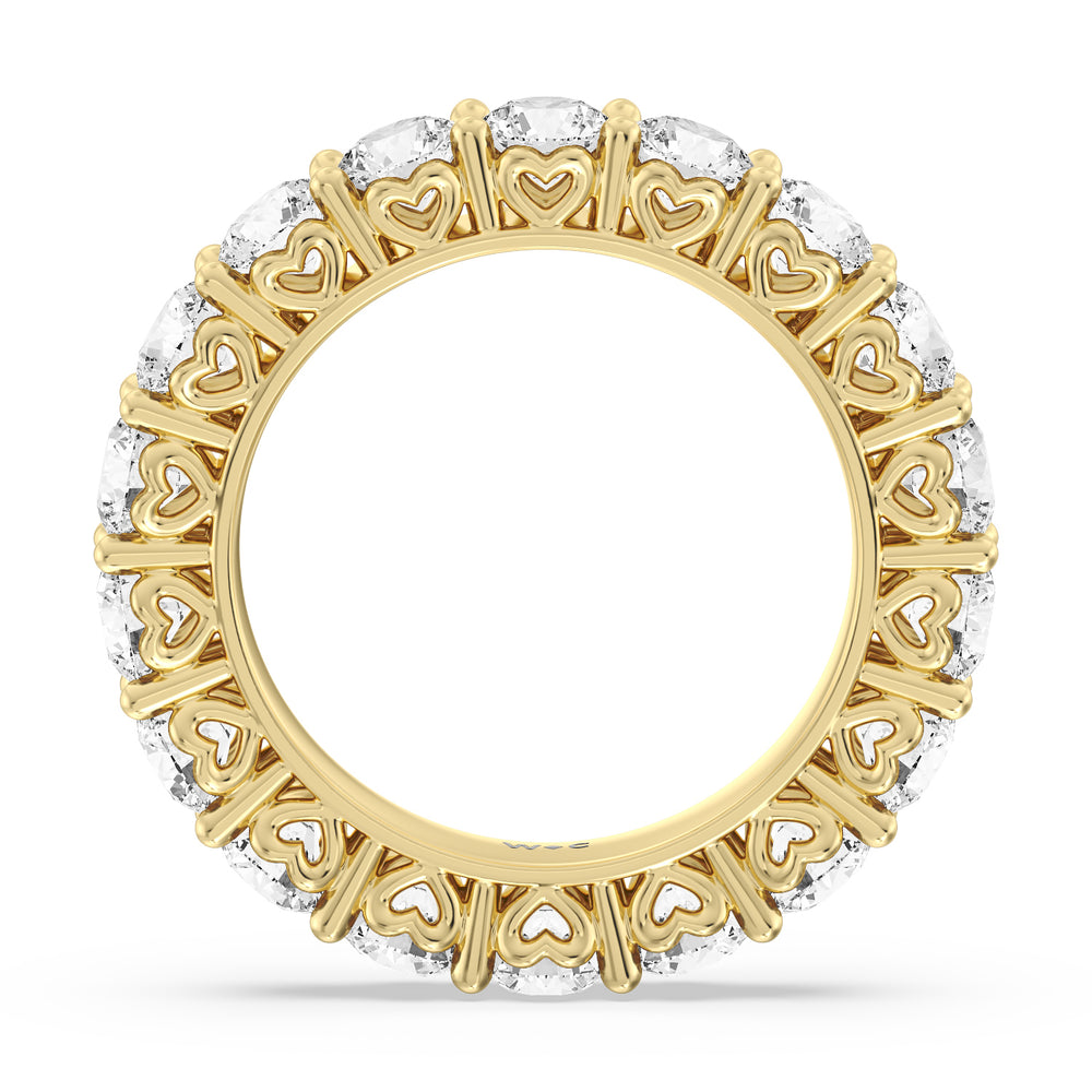 Heart Set Round Diamond Eternity Ring with 18KT Yellow Gold / Natural / 4 5/8 Cut Diamond in 14KT Yellow Gold / Natural / 4 5/8 view 2
