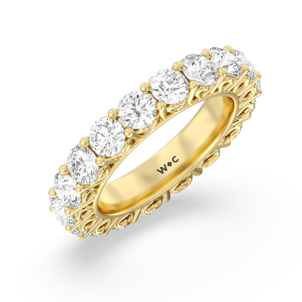 Heart Set Round Diamond Eternity Ring with 18KT Yellow Gold / Natural / 4 5/8 Cut Diamond in 14KT Yellow Gold / Natural / 4 5/8 view 3
