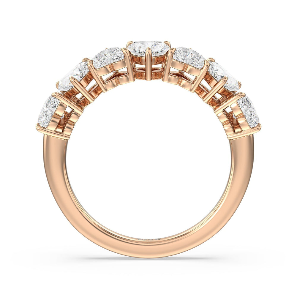 Seven Stone Heart Diamond Anniversary Ring (F/G SI+) with 18KT Rose Gold / Natural / 2 Cut Diamond in 14KT Rose Gold / Natural / 2 view 4
