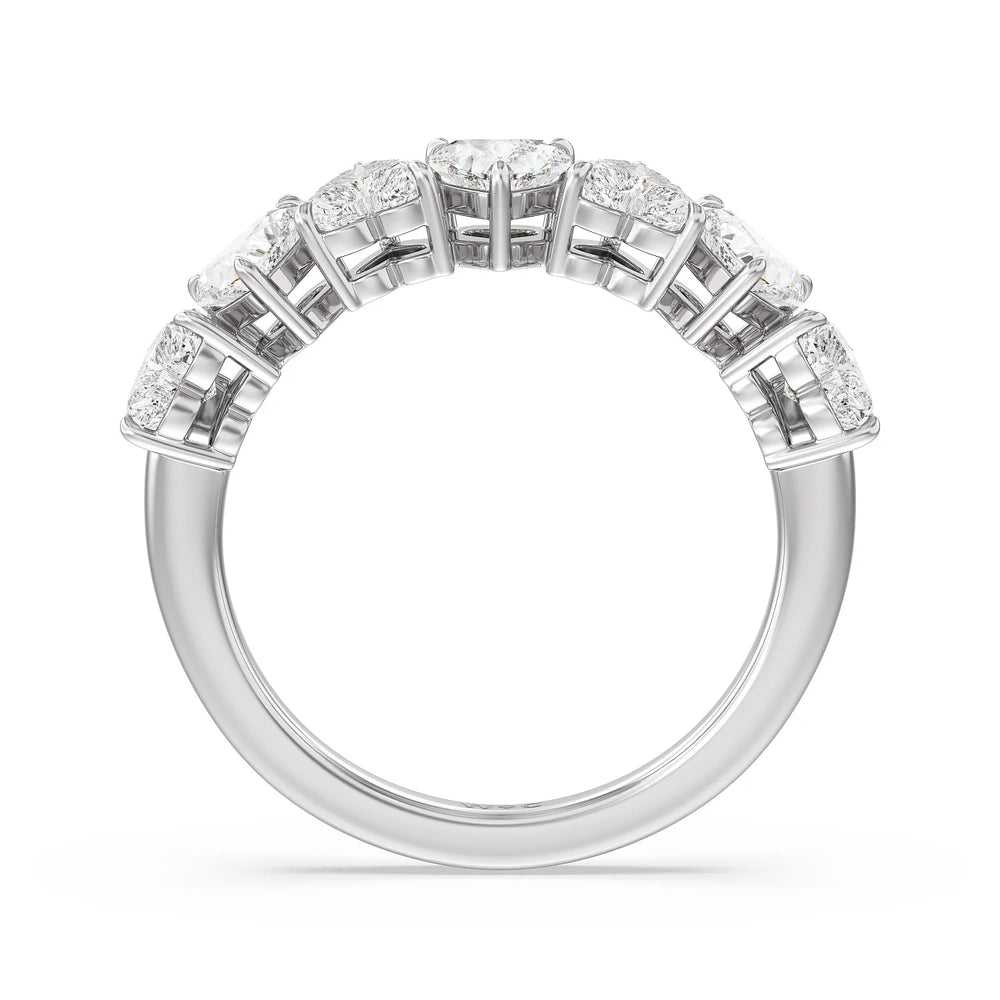 Seven Stone Heart Diamond Anniversary Ring (E+ VS+) with Platinum / Lab / 2 Cut Diamond in 14KT Platinum / Lab / 2 view 2
