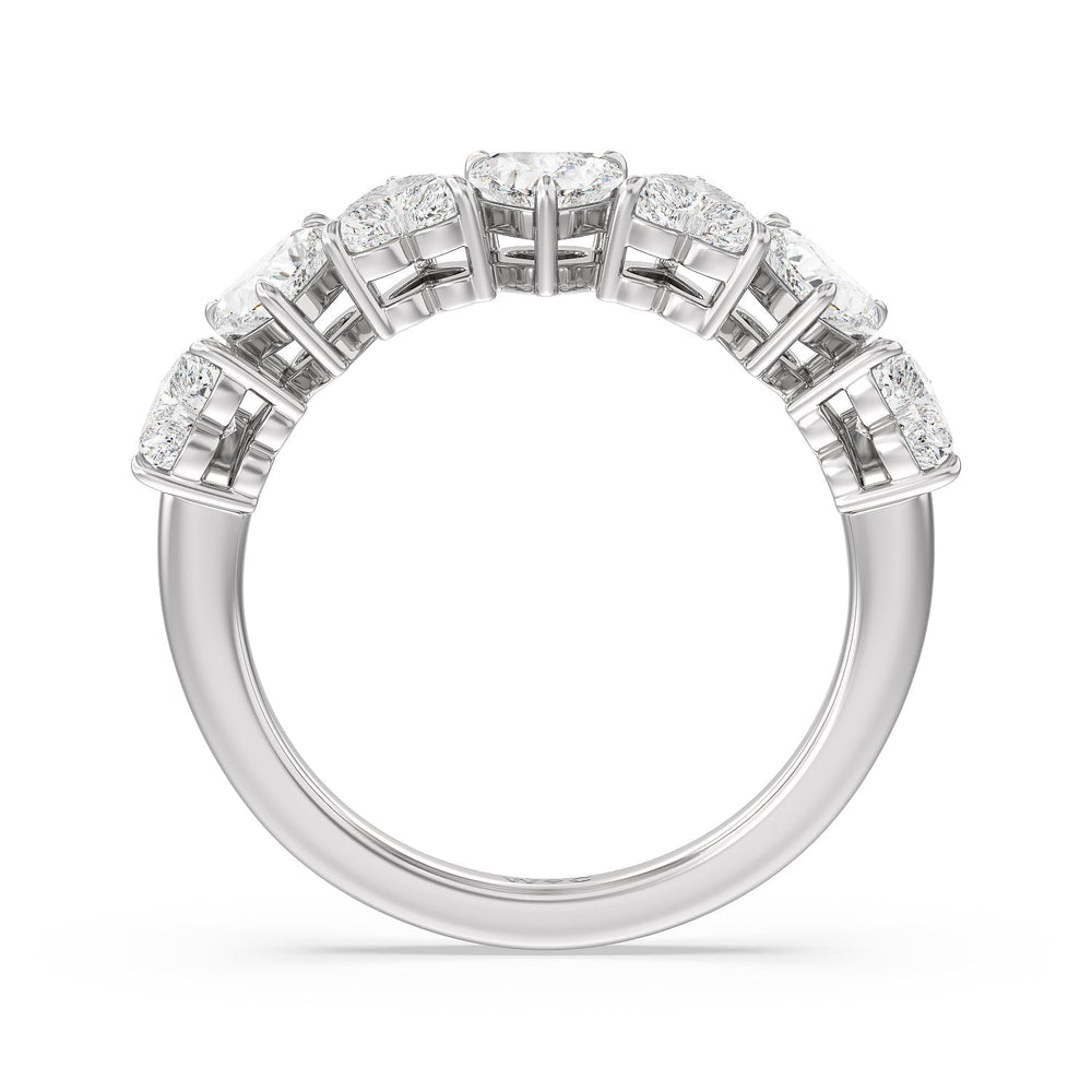 Seven Stone Heart Diamond Anniversary Ring (F/G SI+) with Platinum / Natural / 2 Cut Diamond in 14KT Platinum / Natural / 2 view 4
