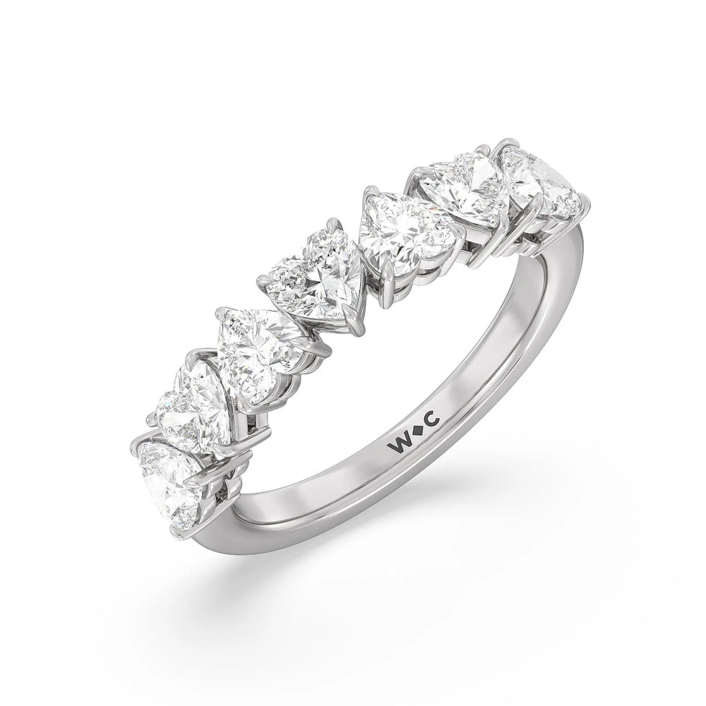 Seven Stone Heart Diamond Anniversary Ring (E+ VS+) with Platinum / Lab / 2 Cut Diamond in 14KT Platinum / Lab / 2 view 3
