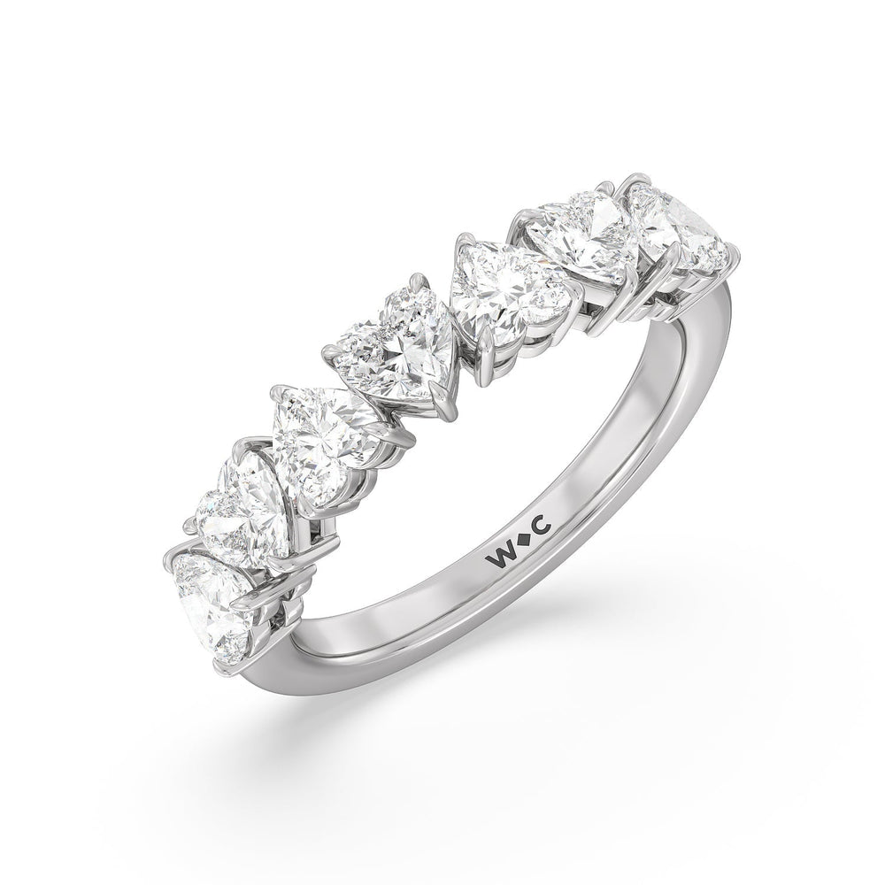 Seven Stone Heart Diamond Anniversary Ring (F/G SI+) with Platinum / Natural / 2 Cut Diamond in 14KT Platinum / Natural / 2 view 5
