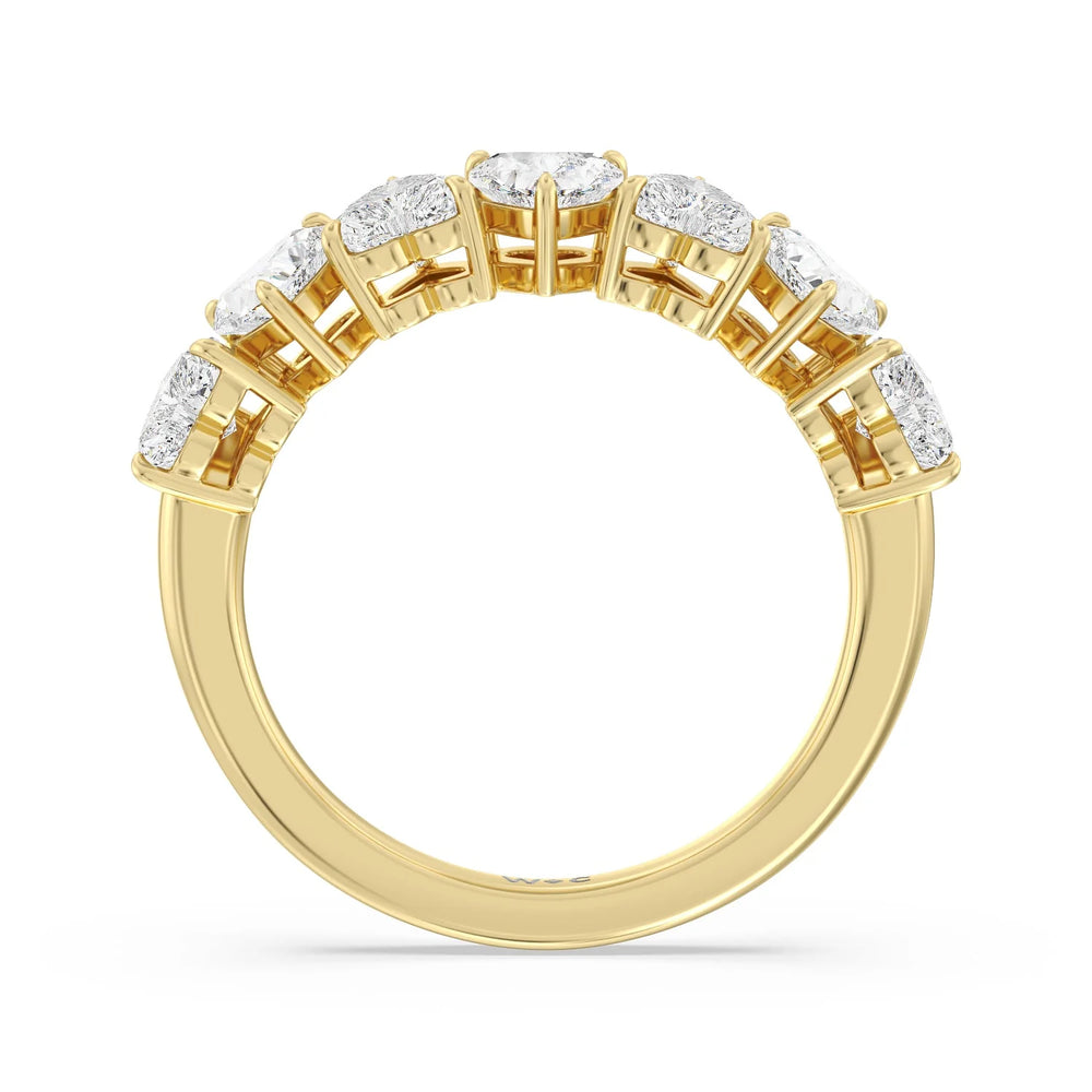 Seven Stone Heart Diamond Anniversary Ring (E+ VS+) with 18KT Yellow Gold / Lab / 2 Cut Diamond in 14KT Yellow Gold / Lab / 2 view 2
