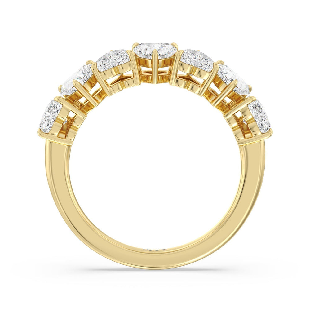Seven Stone Heart Diamond Anniversary Ring (F/G SI+) with 18KT Yellow Gold / Natural / 2 Cut Diamond in 14KT Yellow Gold / Natural / 2 view 4
