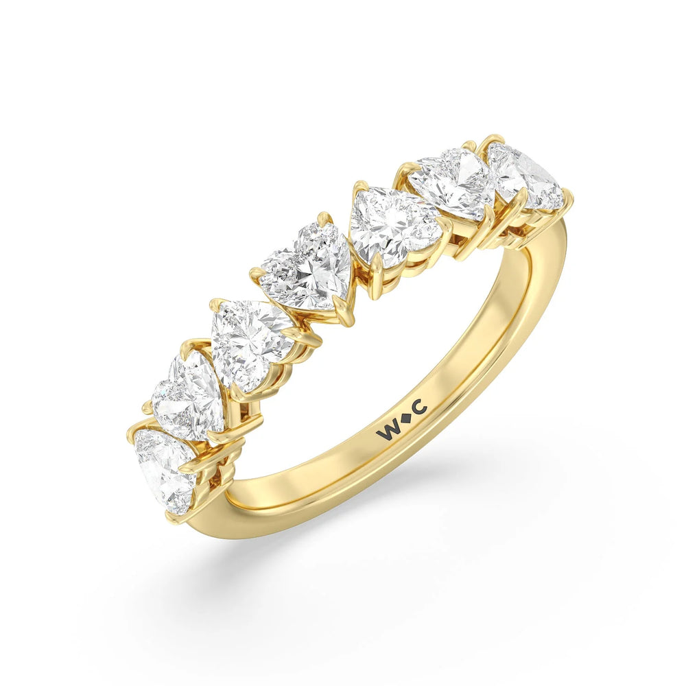 Seven Stone Heart Diamond Anniversary Ring (E+ VS+) with 18KT Yellow Gold / Lab / 2 Cut Diamond in 14KT Yellow Gold / Lab / 2 view 3
