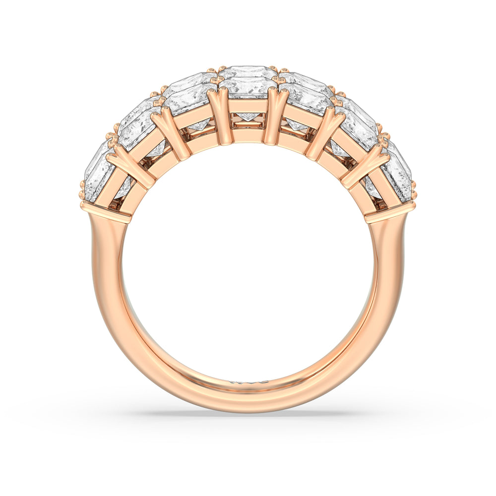 Two Row Princess Cut Anniversary Ring with 18KT Rose Gold / Natural / 4 Cut Diamond in 14KT Rose Gold / Natural / 4 view 4
