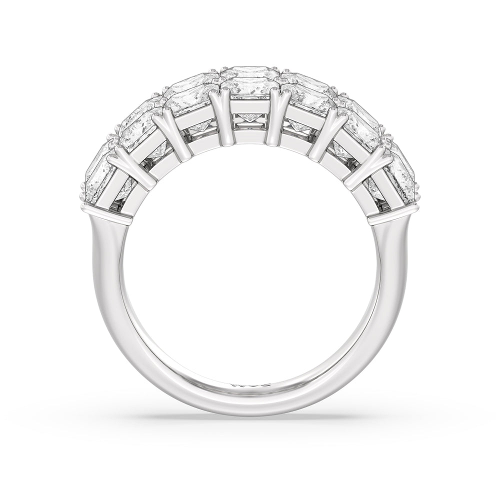 Two Row Princess Cut Anniversary Ring with Platinum / Natural / 4 Cut Diamond in 14KT Platinum / Natural / 4 view 4
