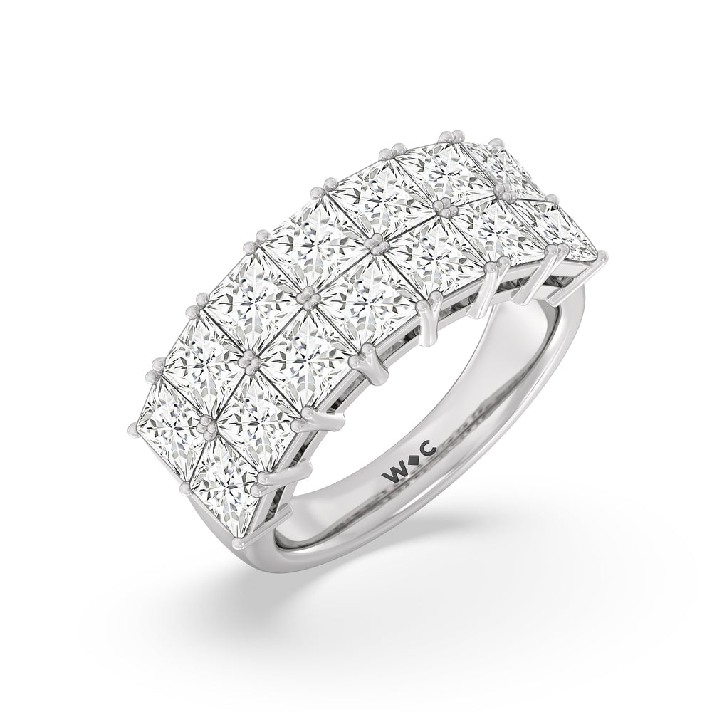 Two Row Princess Cut Anniversary Ring with Platinum / Natural / 4 Cut Diamond in 14KT Platinum / Natural / 4 view 5

