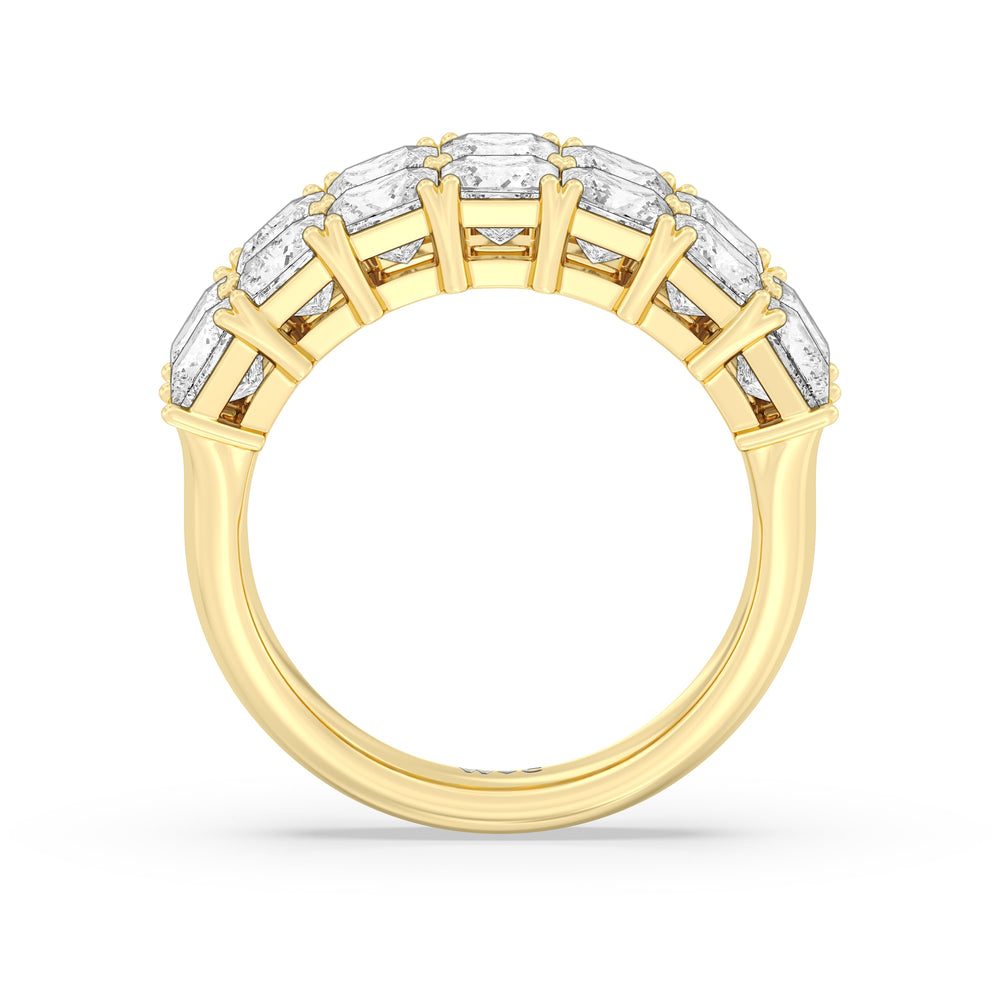 Two Row Princess Cut Anniversary Ring with 18KT Yellow Gold / Natural / 4 Cut Diamond in 14KT Yellow Gold / Natural / 4 view 4

