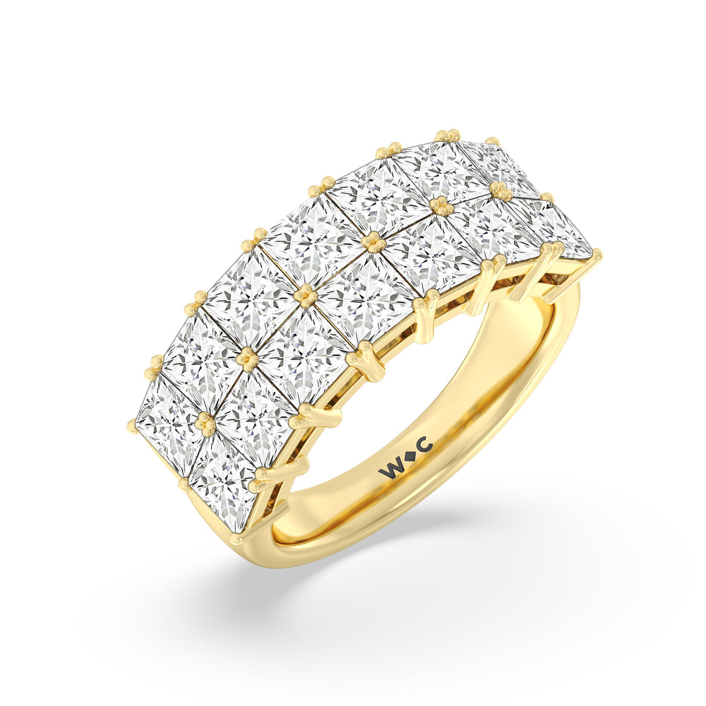 Two Row Princess Cut Anniversary Ring with 18KT Yellow Gold / Natural / 4 Cut Diamond in 14KT Yellow Gold / Natural / 4 view 5
