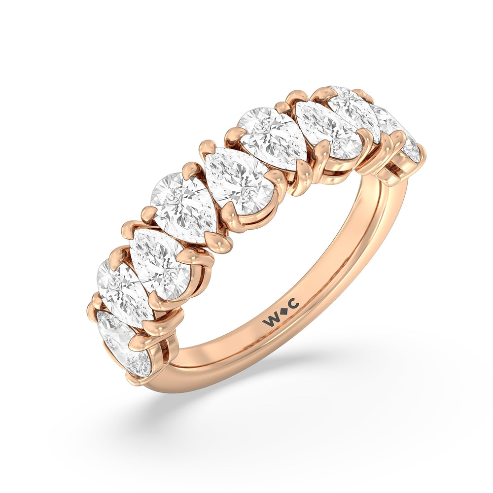 North-South Pear Diamond Anniversary Ring with 18KT Rose Gold / Natural / 3 Cut Diamond in 14KT Rose Gold / Natural / 3 view 5
