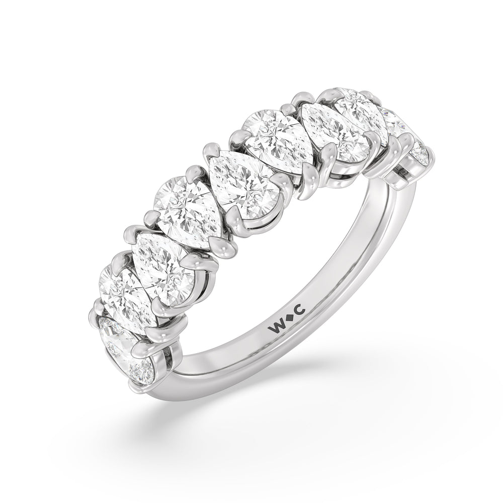 North-South Pear Diamond Anniversary Ring with Platinum / Natural / 3 Cut Diamond in 14KT Platinum / Natural / 3 view 5
